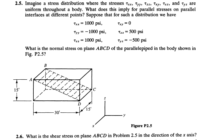 Solved 2.5. Imagine a stress distribution where the stresses | Chegg.com
