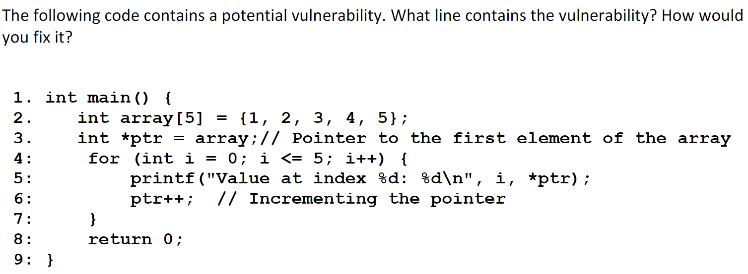 Solved The following code contains a potential | Chegg.com