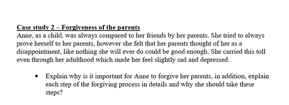 Solved Case Study 2 - Forgiveness Of The Parents Anne, As A | Chegg.com