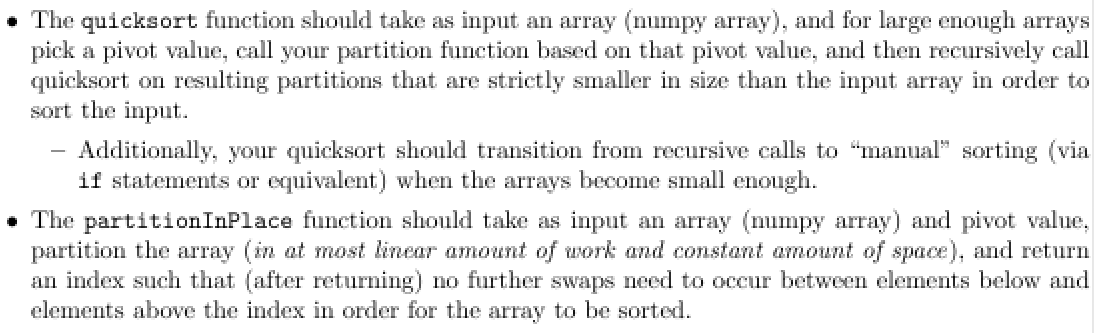 Solved Please help me implement a quick sort function with a | Chegg.com
