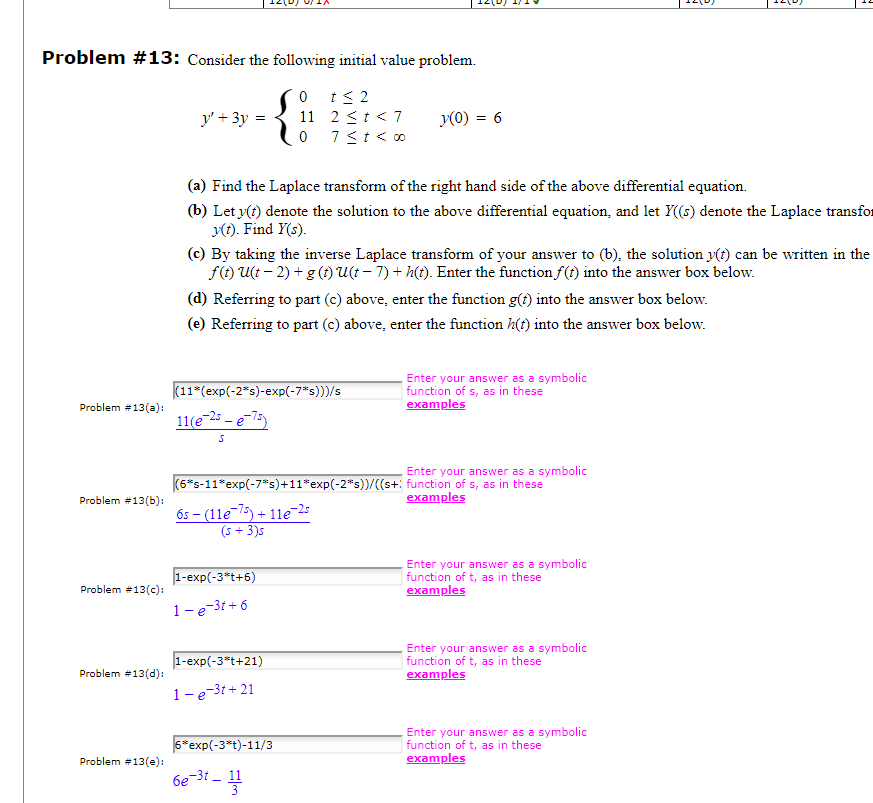 Solved Problem #13: Consider the following initial value | Chegg.com