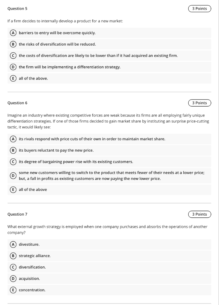 Solved Question 5 3 Points If a firm decides to internally | Chegg.com
