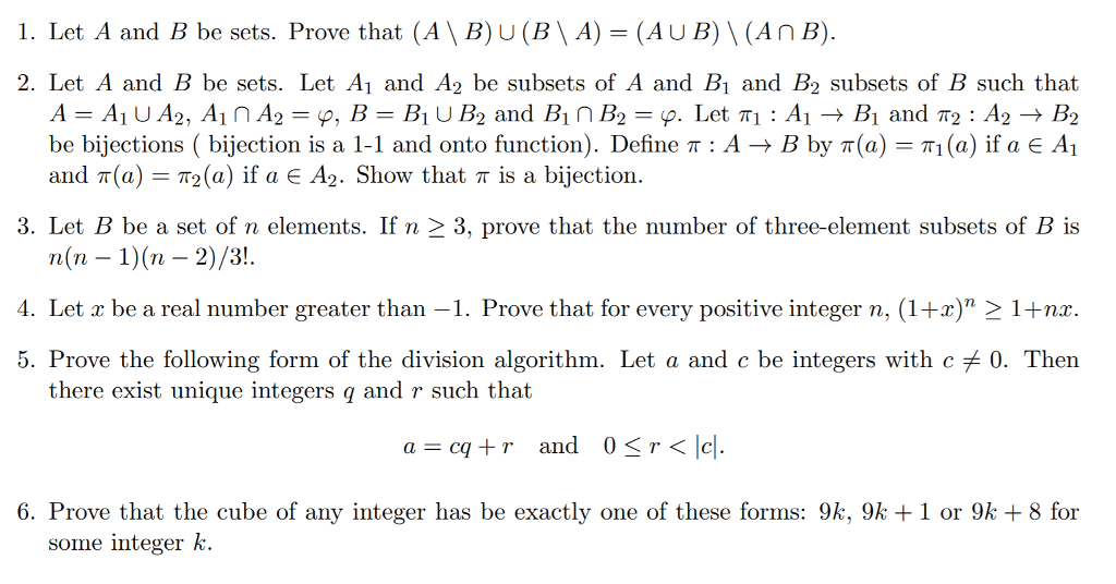 Solved 1. Let A And B Be Sets. Prove That (A \ B) U (B \ | Chegg.com