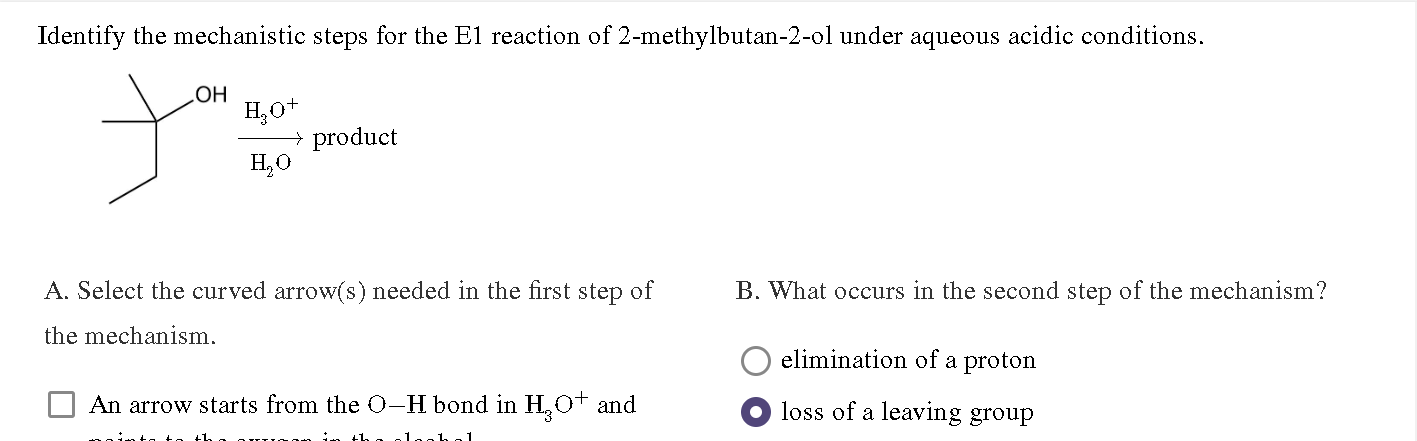 Solved Identify the mechanistic steps for the E1 reaction of | Chegg.com