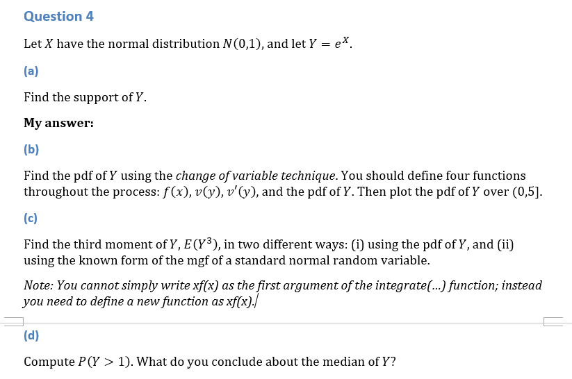 Solved Question 4 Let X Have The Normal Distribution N01 9572