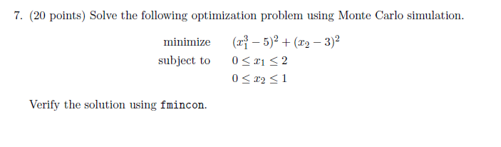 7. (20 Points) Solve The Following Optimization Pr ...