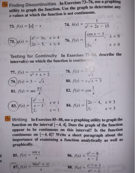 Solved 噩finding Discontinuities In Exercises 73 76 Use A 7102