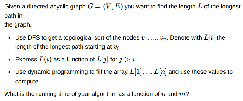 Solved Given a directed acyclic graph G=(V,E) you want to | Chegg.com