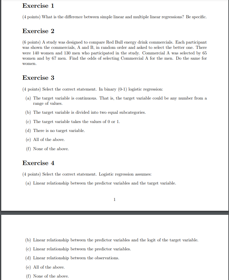 Solved Exercise 1 (4 points) What is the difference between | Chegg.com