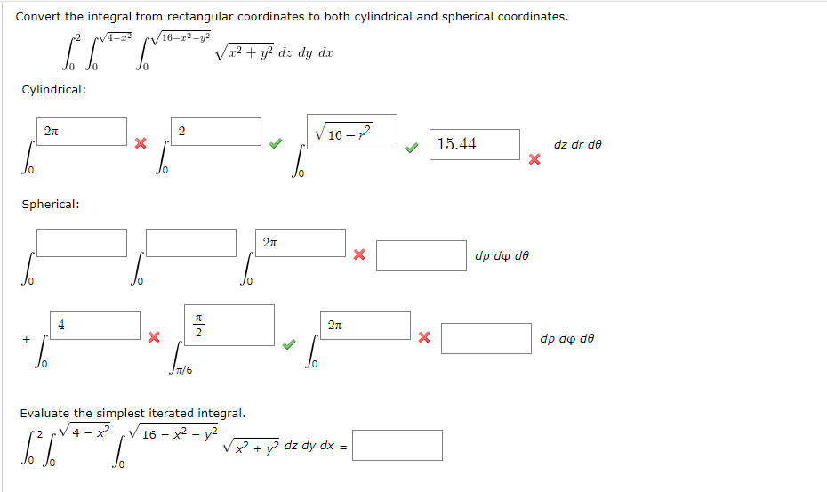 Solved Convert the integral from rectangular coordinates to | Chegg.com