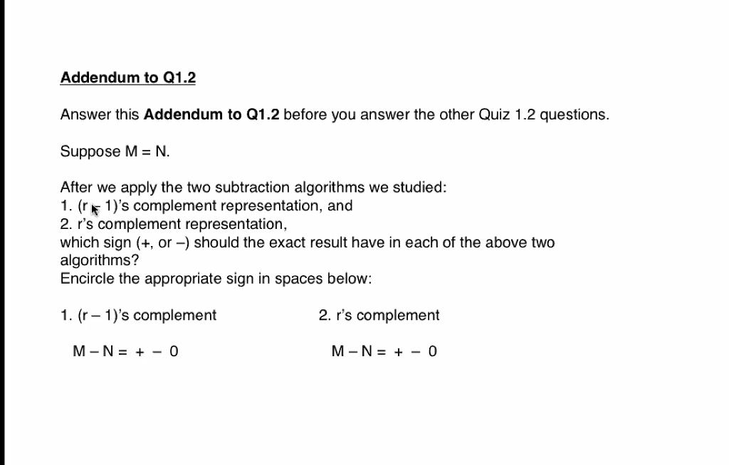 Solved Addendum To Q1.2 Answer This Addendum To Q1.2 Before | Chegg.com