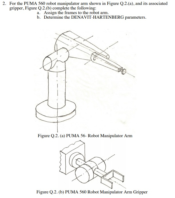 2. For the PUMA 560 robot manipulator arm shown in Chegg