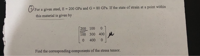 Solved For a given steel, E - 200 GPa and G -80 GPa. If the | Chegg.com