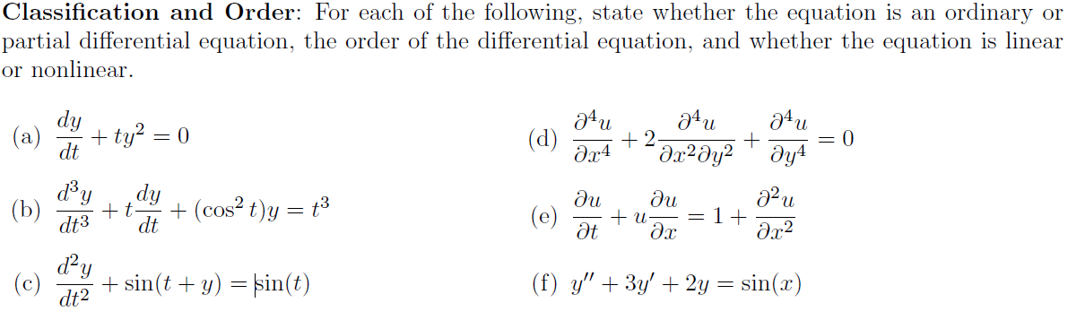 Solved Classification And Order: For Each Of The Following, | Chegg.com