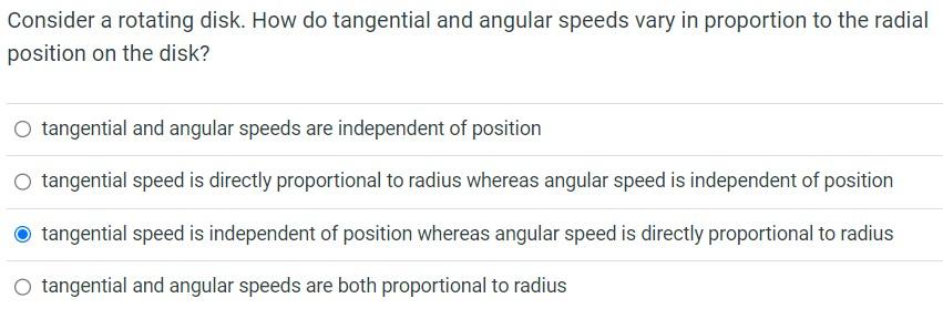 Solved Consider a rotating disk. How do tangential and | Chegg.com