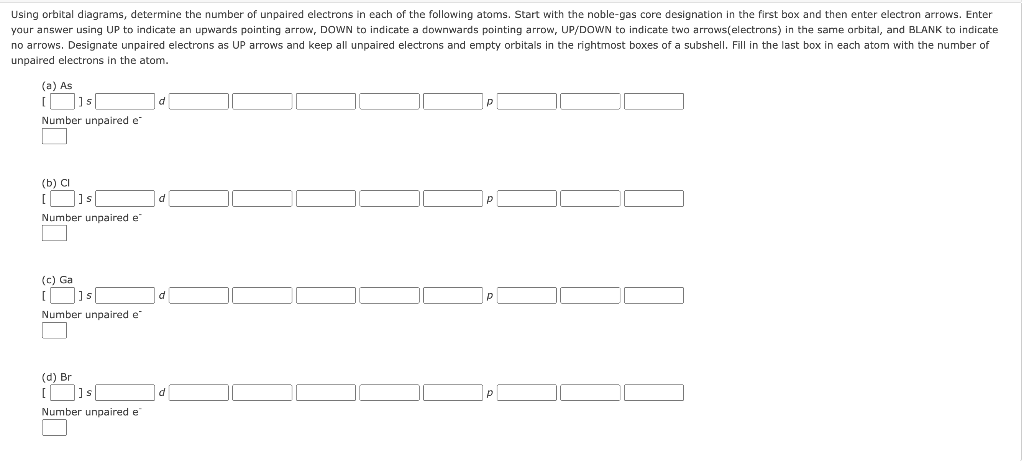 Solved unpaired electrons in the atom. (a) As [ ]5d Number | Chegg.com