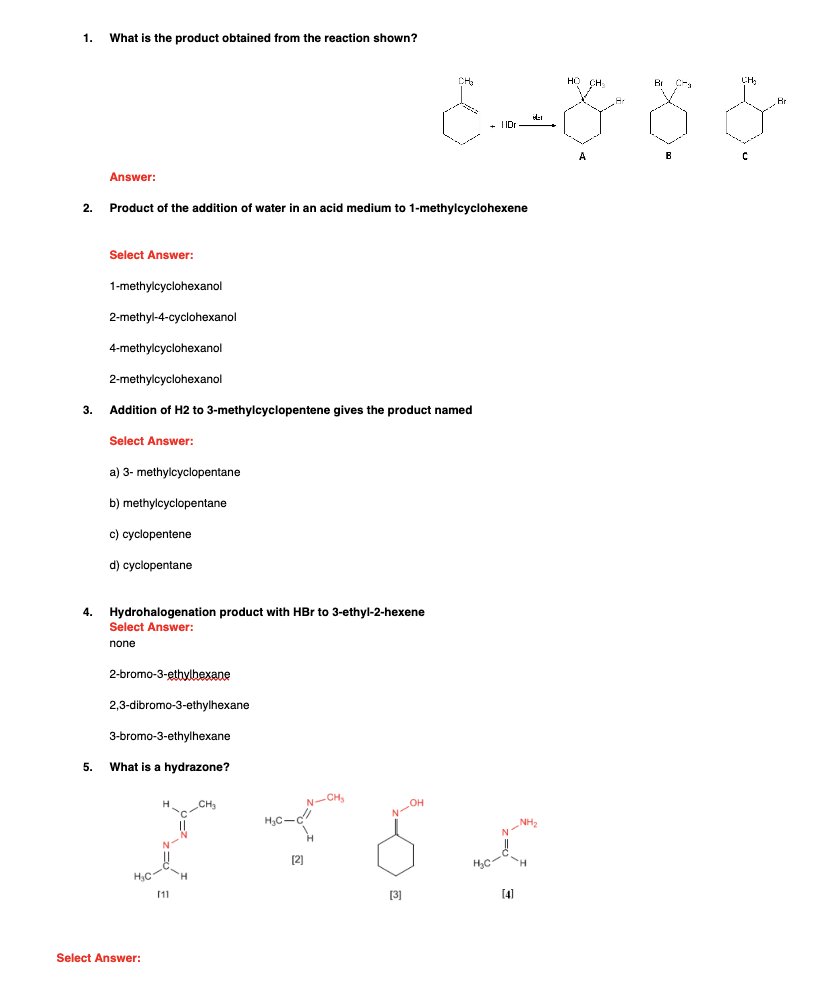 Solved 1. What is the product obtained from the reaction | Chegg.com