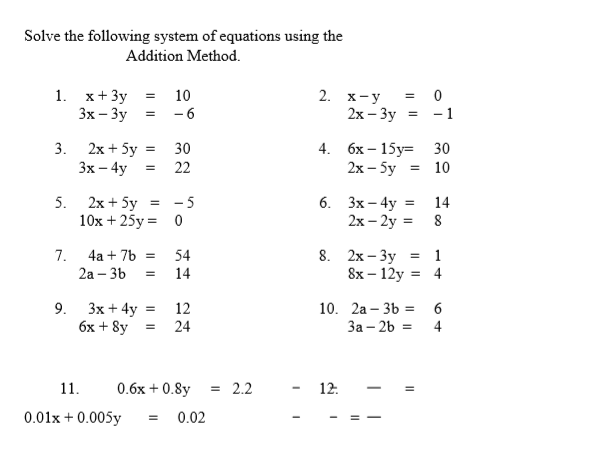 Solved Solve The Following System Of Equations Using The Chegg Com