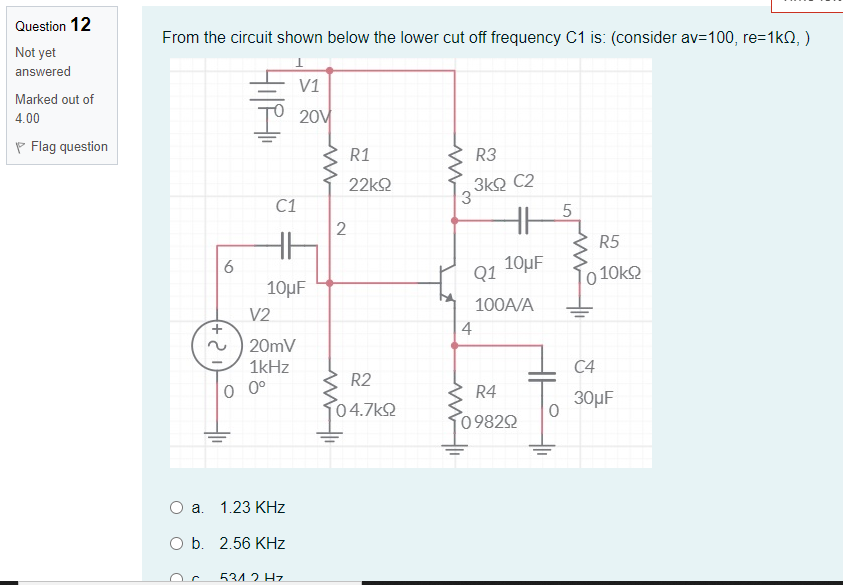 Solved From the circuit shown below the lower cut off | Chegg.com