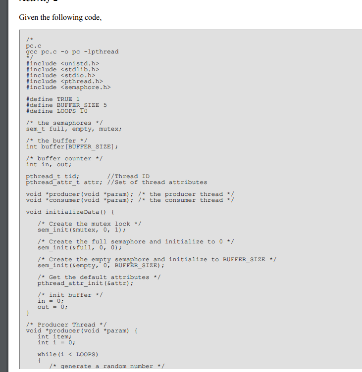 Solved You will be adding code in the producer and | Chegg.com