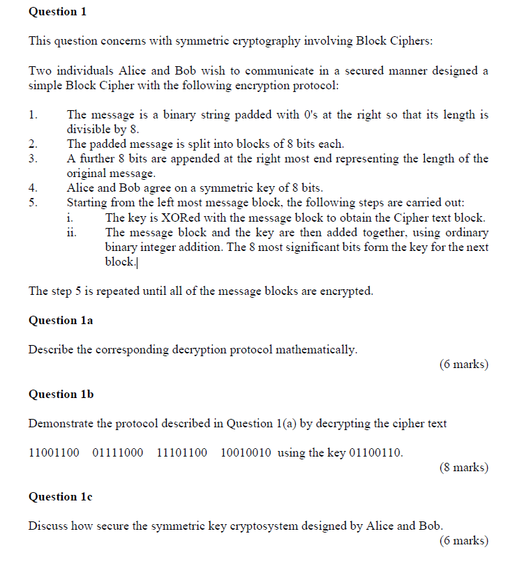 Solved Question 1 This Question Concerns With Symmetric | Chegg.com