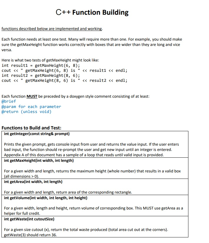 Build and test functions for a program that | Chegg.com