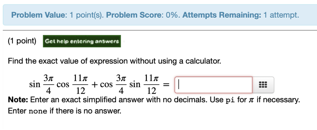 Solved Problem Value: 1 point(s). Problem Score: 0%. | Chegg.com