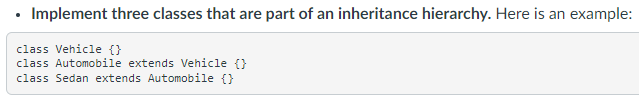Solved • Implement three classes that are part of an | Chegg.com