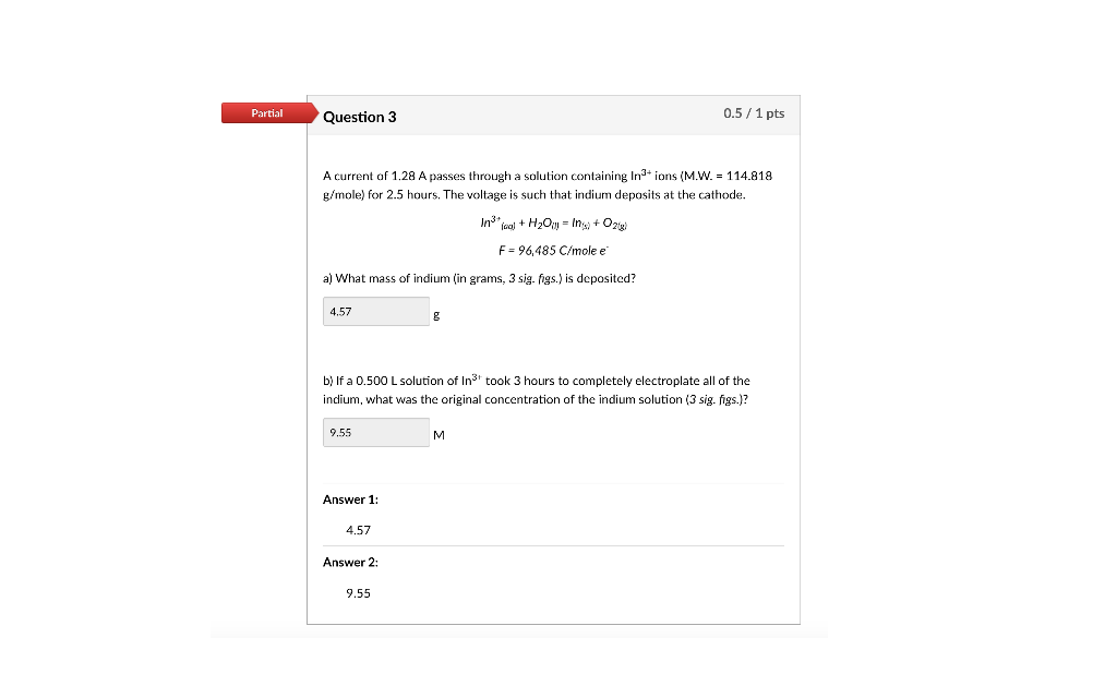 Solved Partial Question 3 0.5 / 1 pts A current of 1.28 A | Chegg.com