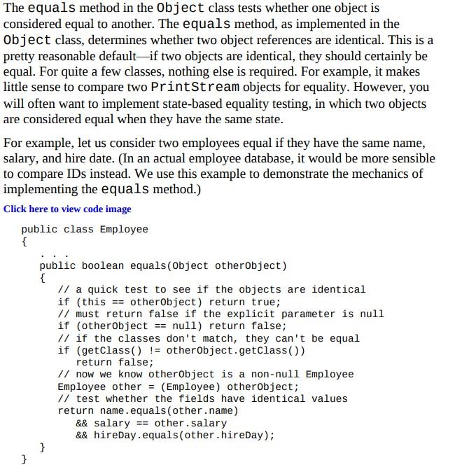 Solved Write an equals() method for the following | Chegg.com