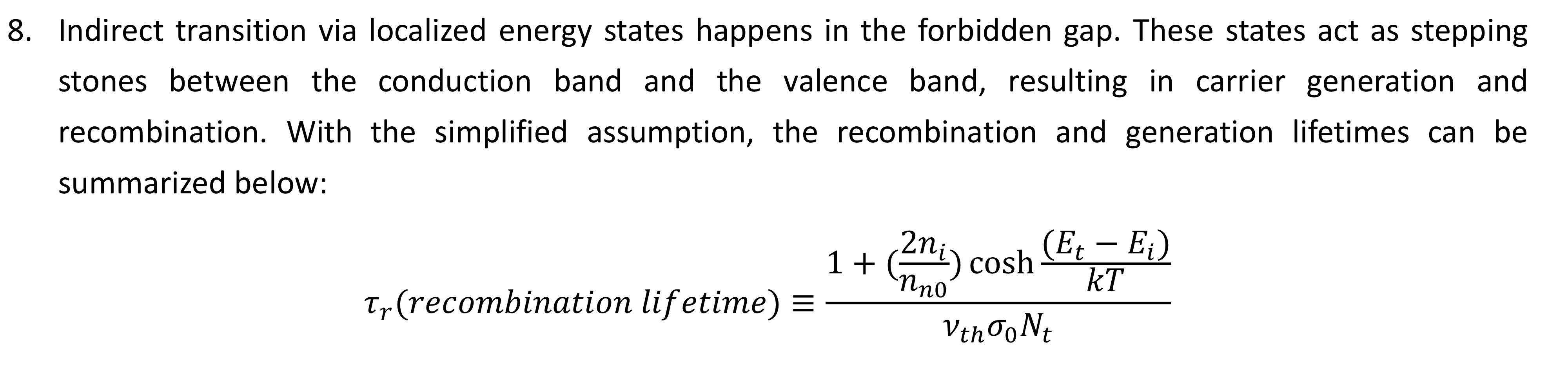Solved Indirect transition via localized energy states