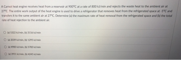 Solved A Carnot heat engine receives heat from a reservoir | Chegg.com