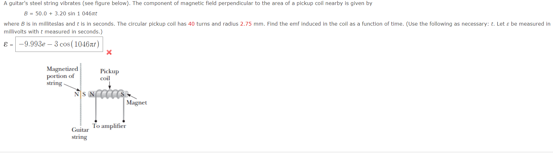 Solved A guitar's steel string vibrates (see figure below). | Chegg.com