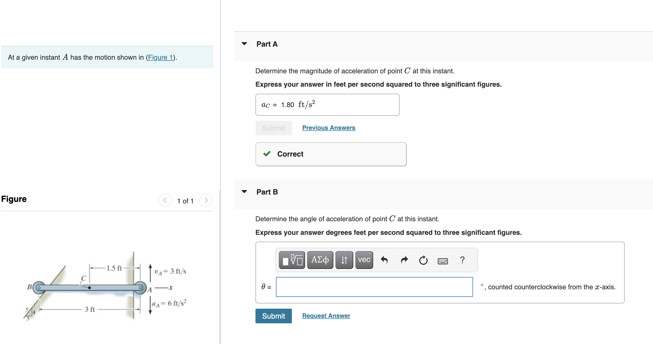 Solved At a given instant A has the motion shown in (Figure | Chegg.com