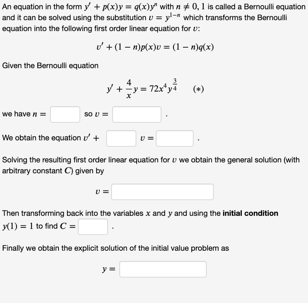 Solved An Equation In The Form 𝑦 𝑝 𝑥 𝑦 𝑞 𝑥 𝑦𝑛y P X Y Q Chegg Com