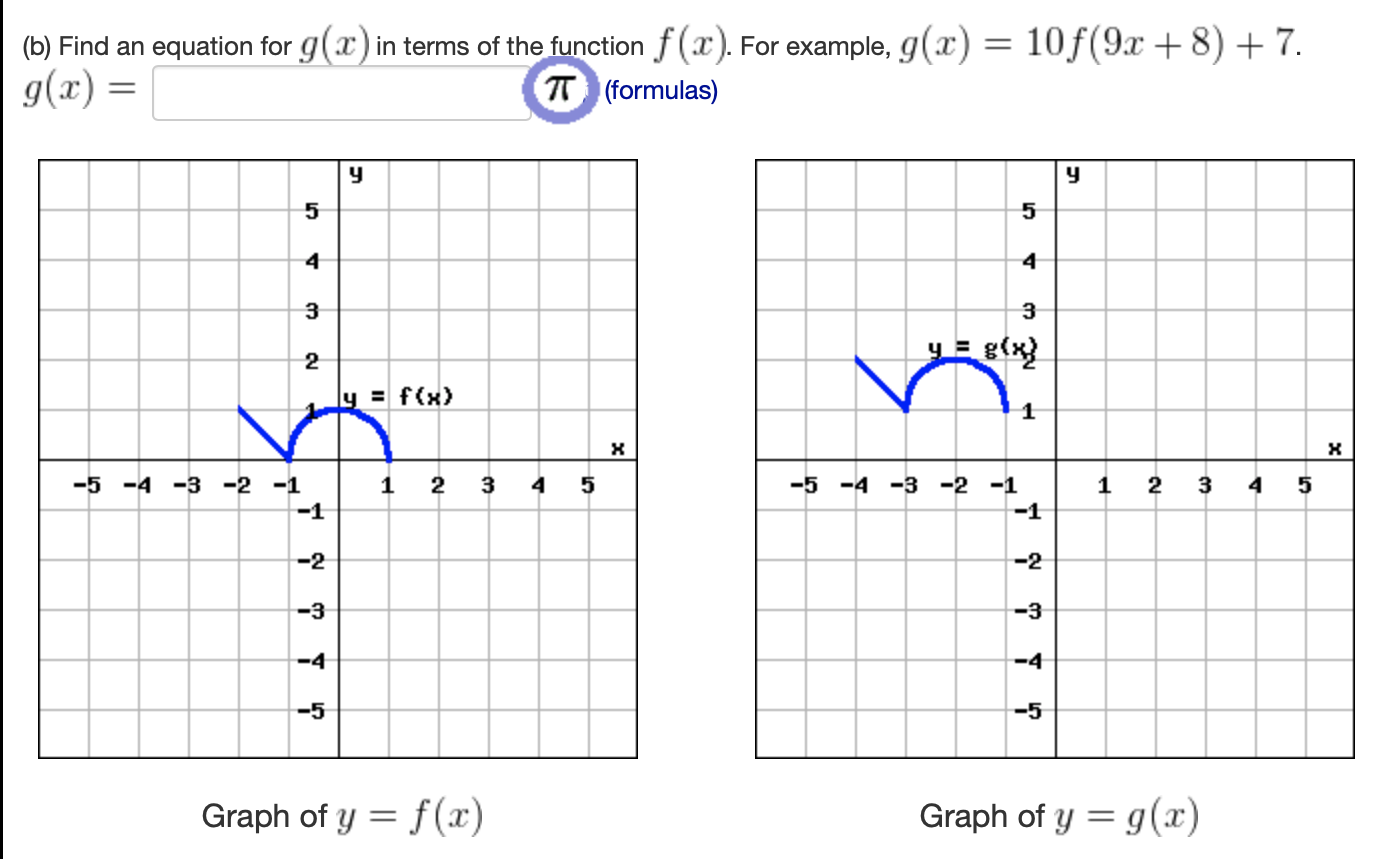 Solved B Find An Equation For G X In Terms Of The Func Chegg Com