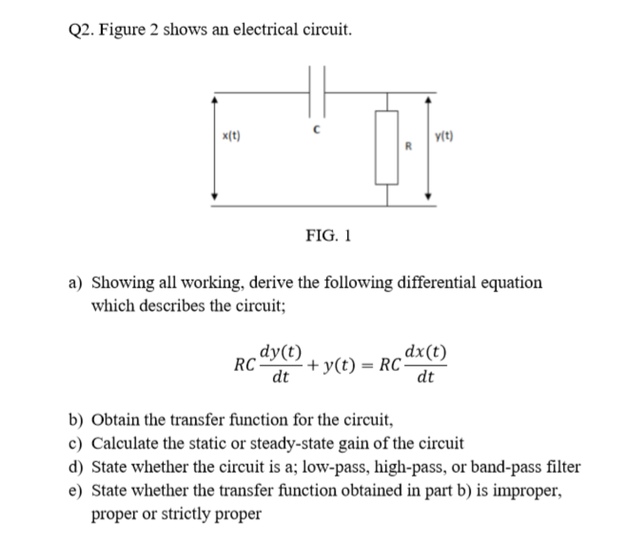 Solved Q2. Figure 2 shows an electrical circuit. FIG. 1 a) | Chegg.com