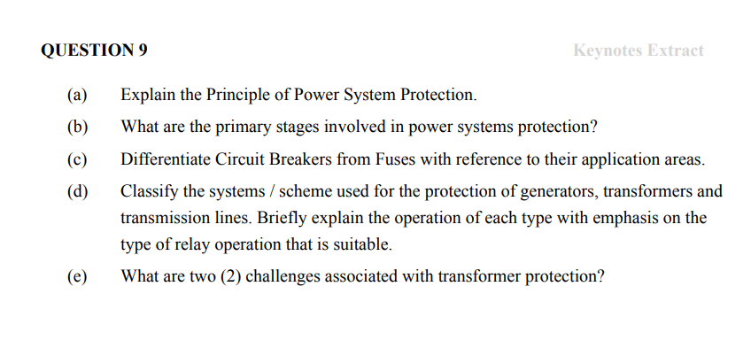 Solved (a) Explain the Principle of Power System Protection. | Chegg.com