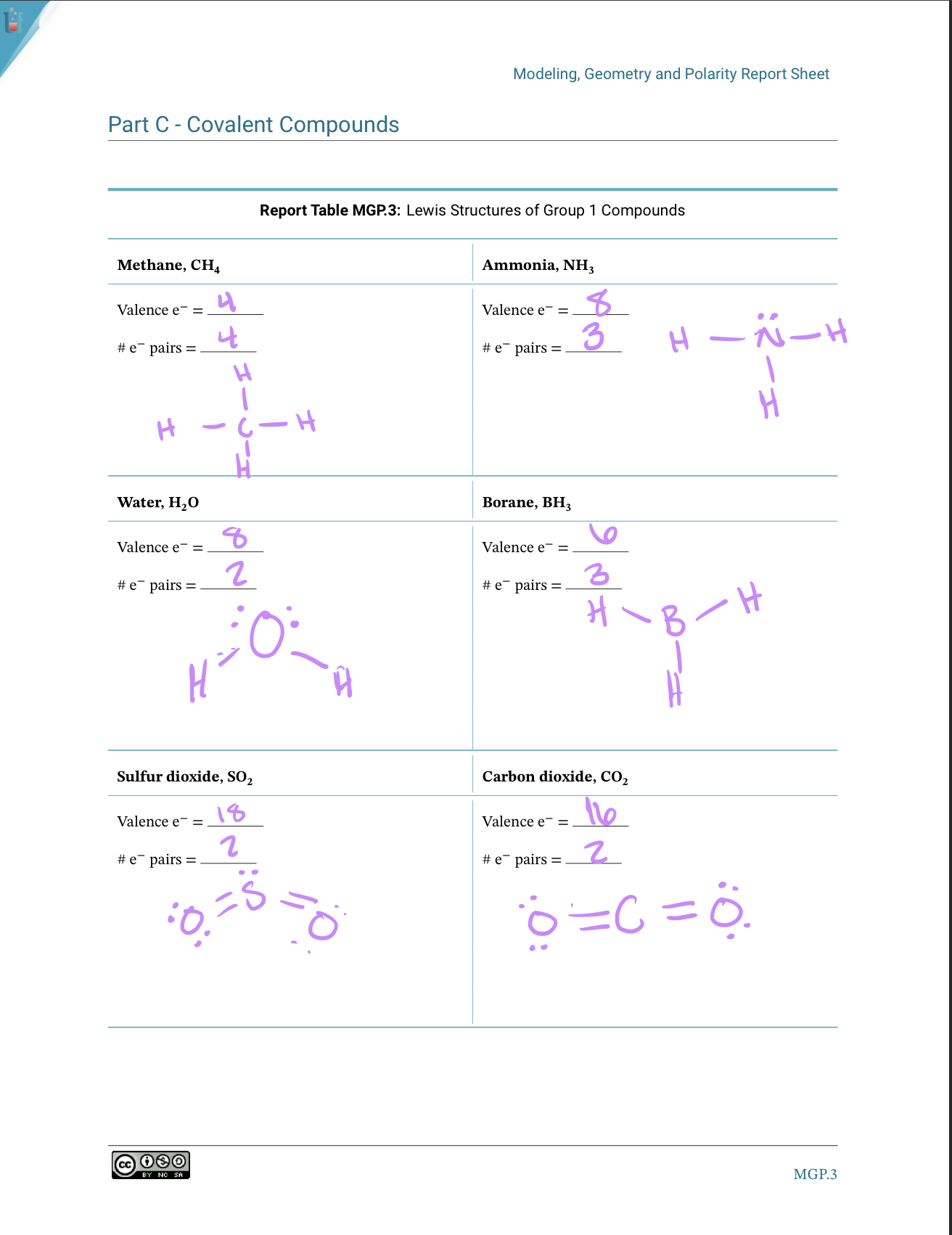 Solved Modeling, Geometry and Polarity Report Sheet Part C