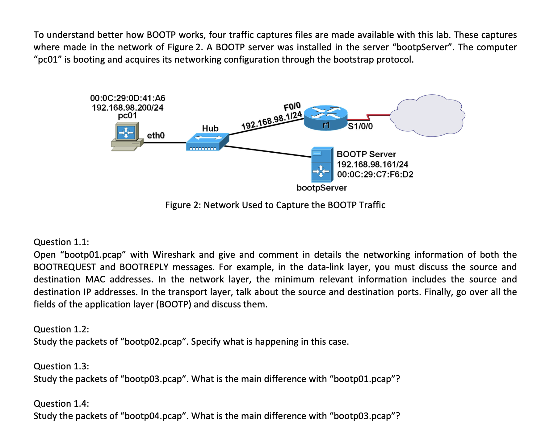 Solved To understand better how BOOTP works, four traffic | Chegg.com