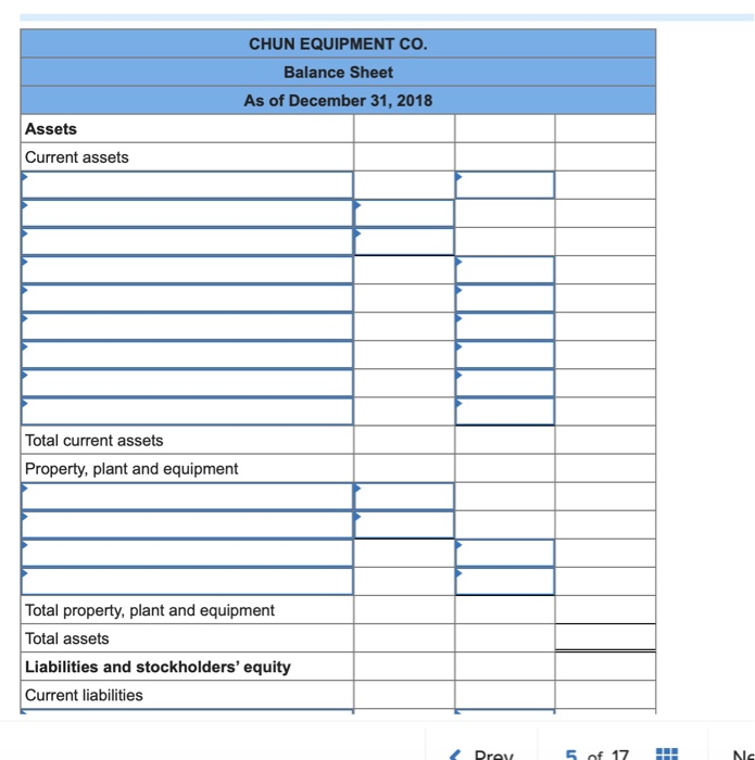 Solved The following are the information for Chun Equipment | Chegg.com