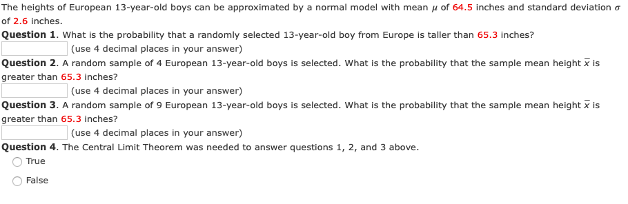 Solved The heights of European 13-year-old boys can be | Chegg.com