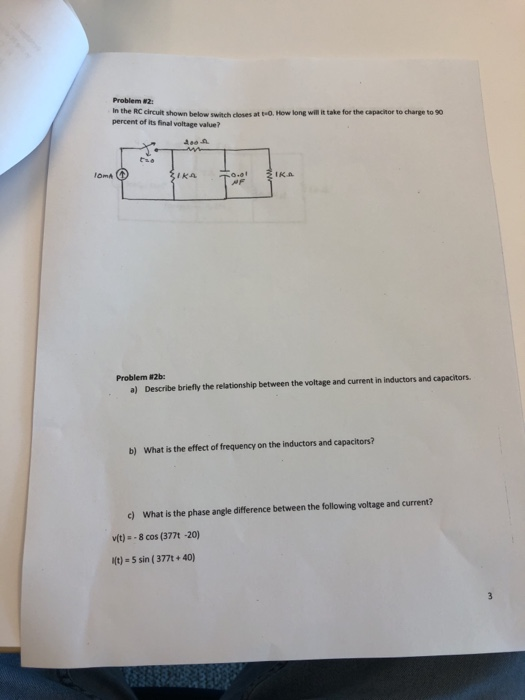 Solved Problem 1 In the RC circuit shown below find: a) | Chegg.com