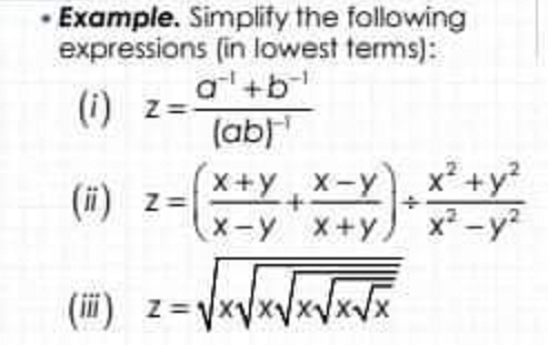 Solved • Example Simplify the following expressions (in | Chegg.com