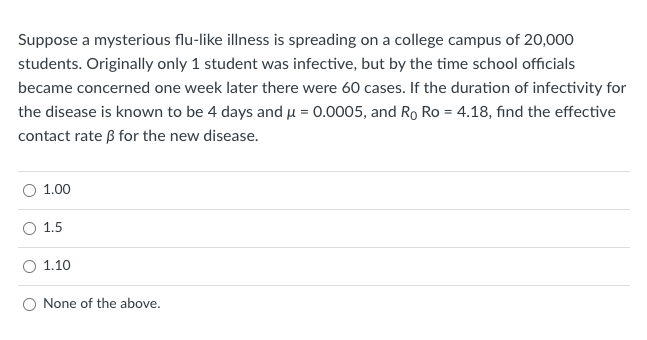 Solved Suppose A Mysterious Flu Like Illness Is Spreading Chegg Com