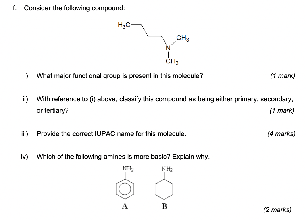 Solved F Consider The Following Compound H3c Ch3 N Ch3 I Chegg Com