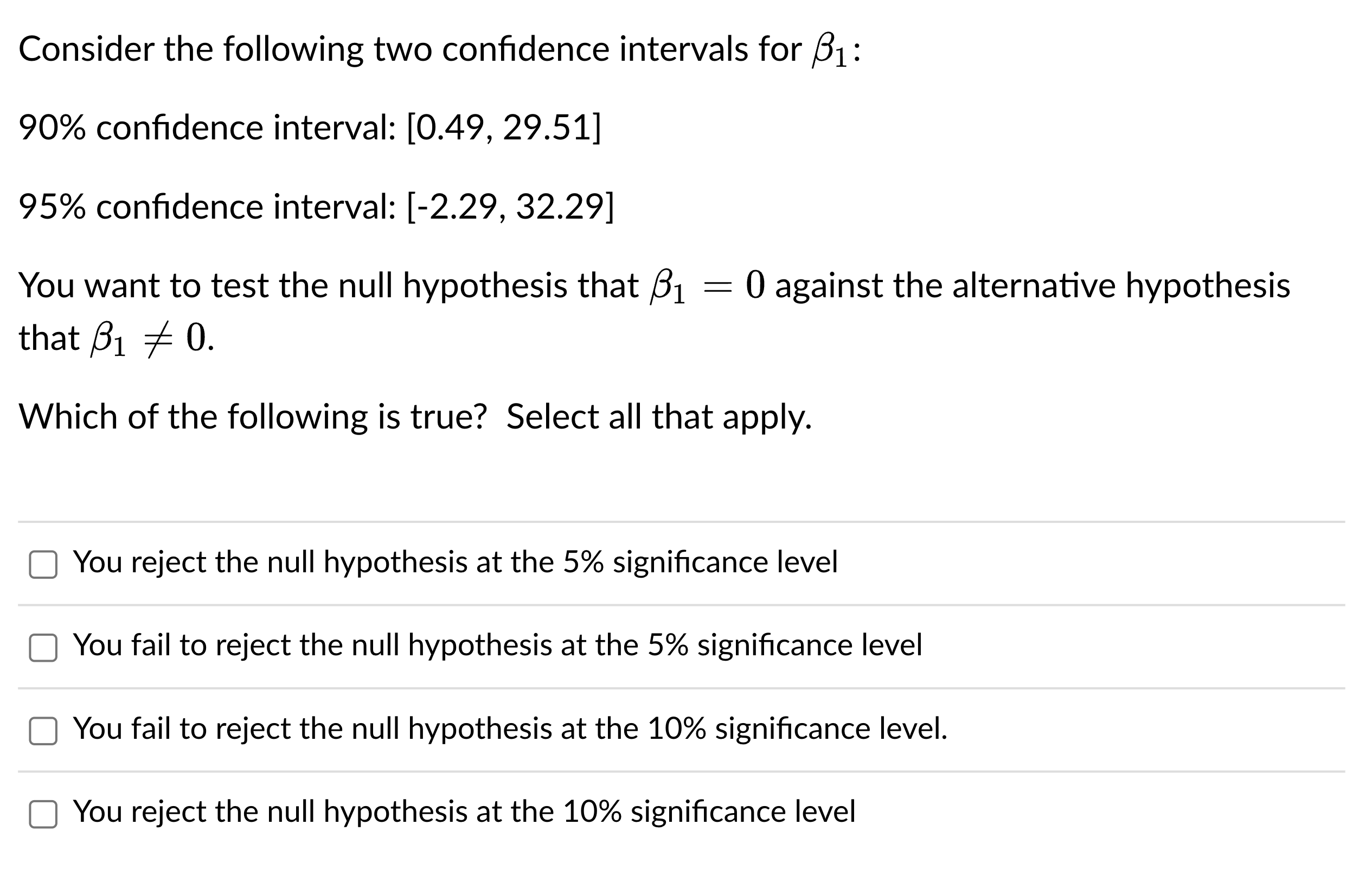 Solved Consider the following two confidence intervals for | Chegg.com