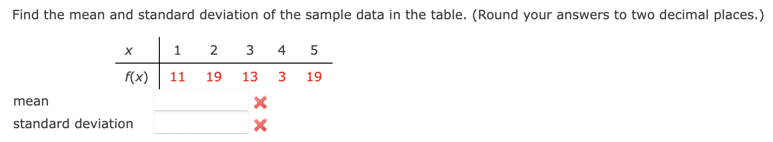 Solved Find the mean and standard deviation of the sample | Chegg.com