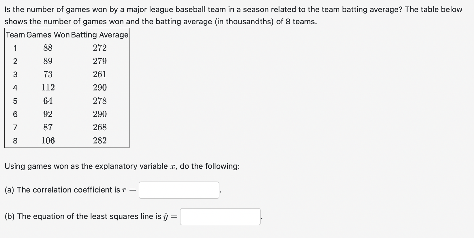 Solved Is the number of games won by a major league baseball | Chegg.com