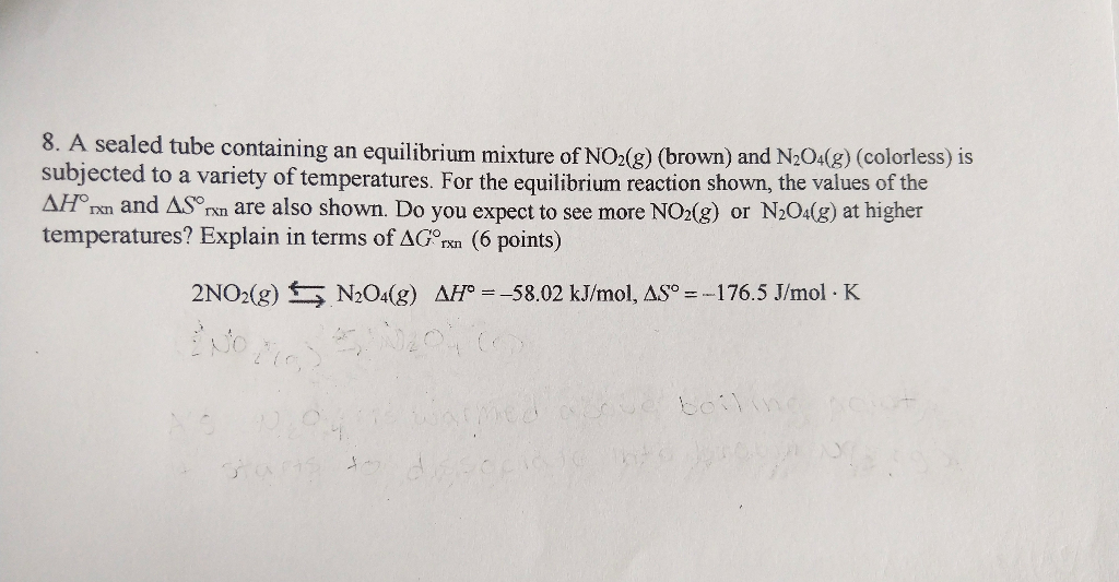 Solved A sealed tube containing an equilibrium mixture | Chegg.com